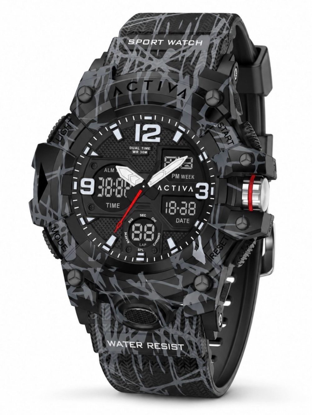 Activa Decus X Invicta Analog Digital Men's Watch - 49mm. Camouflage. Black, new
